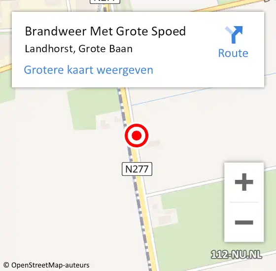 Locatie op kaart van de 112 melding: Brandweer Met Grote Spoed Naar Landhorst, Grote Baan op 31 december 2022 16:51