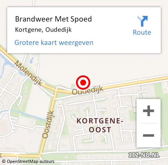 Locatie op kaart van de 112 melding: Brandweer Met Spoed Naar Kortgene, Oudedijk op 31 december 2022 17:07