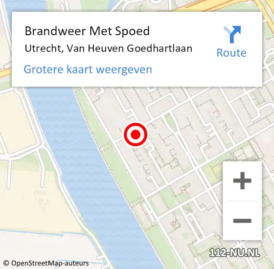 Locatie op kaart van de 112 melding: Brandweer Met Spoed Naar Utrecht, Van Heuven Goedhartlaan op 31 december 2022 17:56