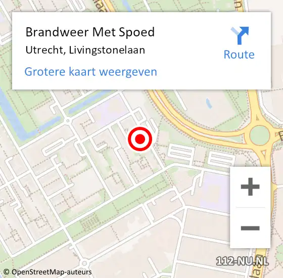 Locatie op kaart van de 112 melding: Brandweer Met Spoed Naar Utrecht, Livingstonelaan op 31 december 2022 18:46