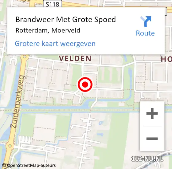 Locatie op kaart van de 112 melding: Brandweer Met Grote Spoed Naar Rotterdam, Moerveld op 31 december 2022 19:37