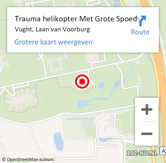 Locatie op kaart van de 112 melding: Trauma helikopter Met Grote Spoed Naar Vught, Laan van Voorburg op 31 december 2022 19:50