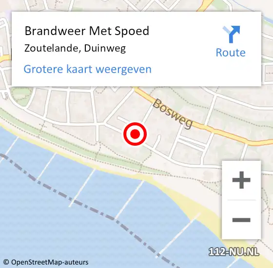 Locatie op kaart van de 112 melding: Brandweer Met Spoed Naar Zoutelande, Duinweg op 31 december 2022 20:09