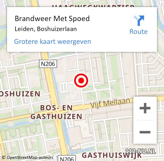 Locatie op kaart van de 112 melding: Brandweer Met Spoed Naar Leiden, Boshuizerlaan op 31 december 2022 20:10