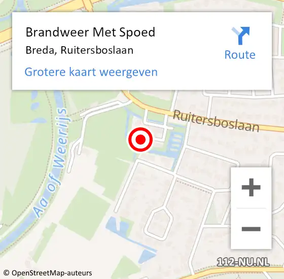 Locatie op kaart van de 112 melding: Brandweer Met Spoed Naar Breda, Ruitersboslaan op 31 december 2022 20:11