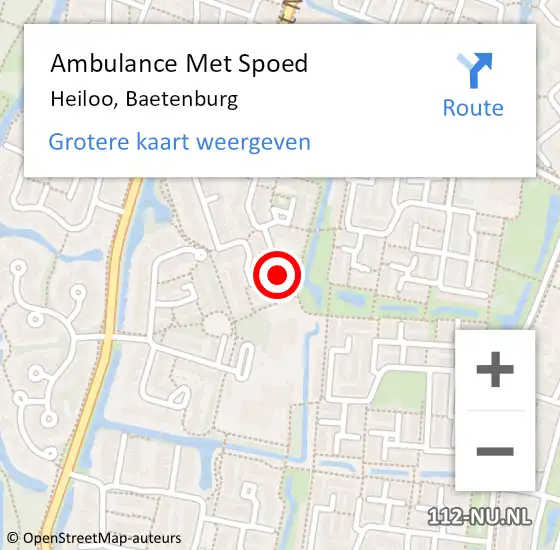 Locatie op kaart van de 112 melding: Ambulance Met Spoed Naar Heiloo, Baetenburg op 31 december 2022 20:17