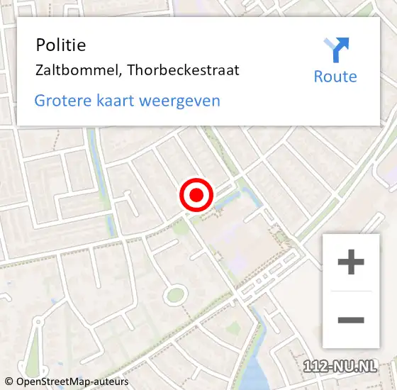 Locatie op kaart van de 112 melding: Politie Zaltbommel, Thorbeckestraat op 31 december 2022 20:32