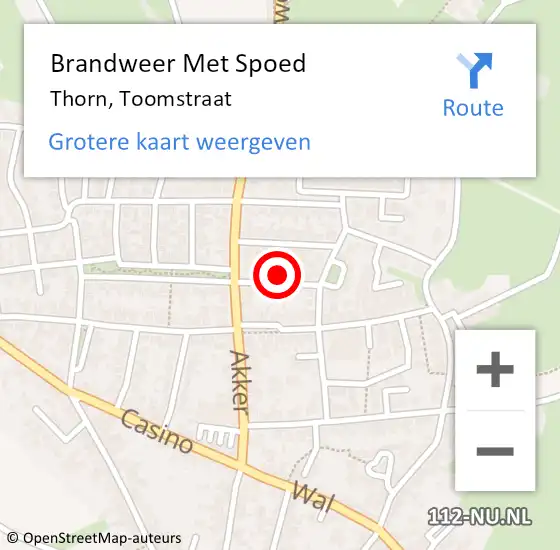 Locatie op kaart van de 112 melding: Brandweer Met Spoed Naar Thorn, Toomstraat op 31 december 2022 20:34