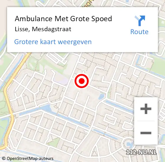 Locatie op kaart van de 112 melding: Ambulance Met Grote Spoed Naar Lisse, Mesdagstraat op 31 december 2022 20:36