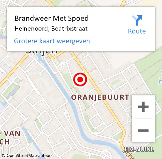 Locatie op kaart van de 112 melding: Brandweer Met Spoed Naar Heinenoord, Beatrixstraat op 31 december 2022 21:14