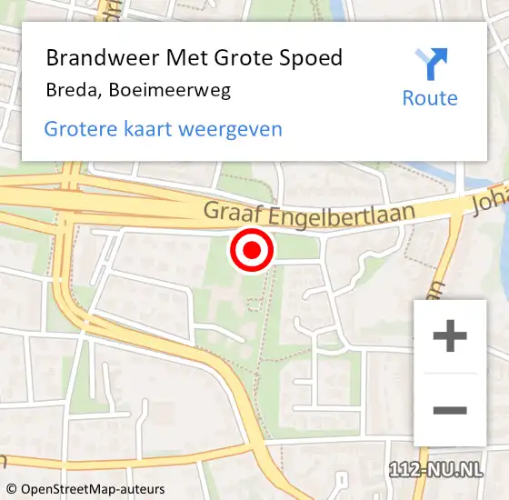Locatie op kaart van de 112 melding: Brandweer Met Grote Spoed Naar Breda, Boeimeerweg op 31 december 2022 21:35