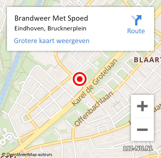 Locatie op kaart van de 112 melding: Brandweer Met Spoed Naar Eindhoven, Brucknerplein op 31 december 2022 22:22