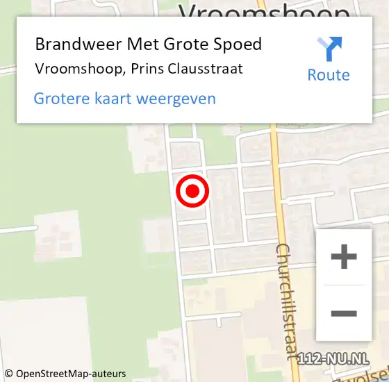 Locatie op kaart van de 112 melding: Brandweer Met Grote Spoed Naar Vroomshoop, Prins Clausstraat op 31 december 2022 22:29