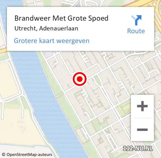 Locatie op kaart van de 112 melding: Brandweer Met Grote Spoed Naar Utrecht, Adenauerlaan op 31 december 2022 22:45