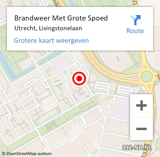 Locatie op kaart van de 112 melding: Brandweer Met Grote Spoed Naar Utrecht, Livingstonelaan op 31 december 2022 22:48