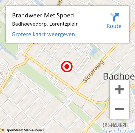 Locatie op kaart van de 112 melding: Brandweer Met Spoed Naar Badhoevedorp, Lorentzplein op 31 december 2022 23:13