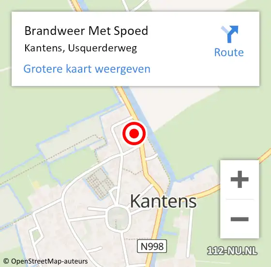 Locatie op kaart van de 112 melding: Brandweer Met Spoed Naar Kantens, Usquerderweg op 31 december 2022 23:58