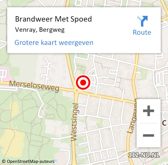 Locatie op kaart van de 112 melding: Brandweer Met Spoed Naar Venray, Bergweg op 31 december 2022 23:58