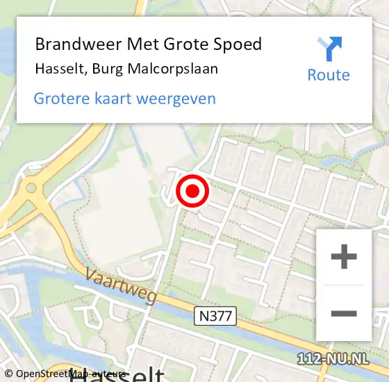 Locatie op kaart van de 112 melding: Brandweer Met Grote Spoed Naar Hasselt, Burg Malcorpslaan op 1 januari 2023 00:04
