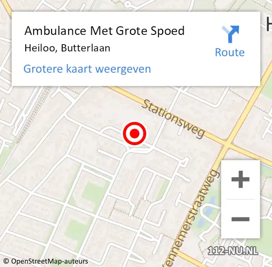 Locatie op kaart van de 112 melding: Ambulance Met Grote Spoed Naar Heiloo, Butterlaan op 1 januari 2023 00:16