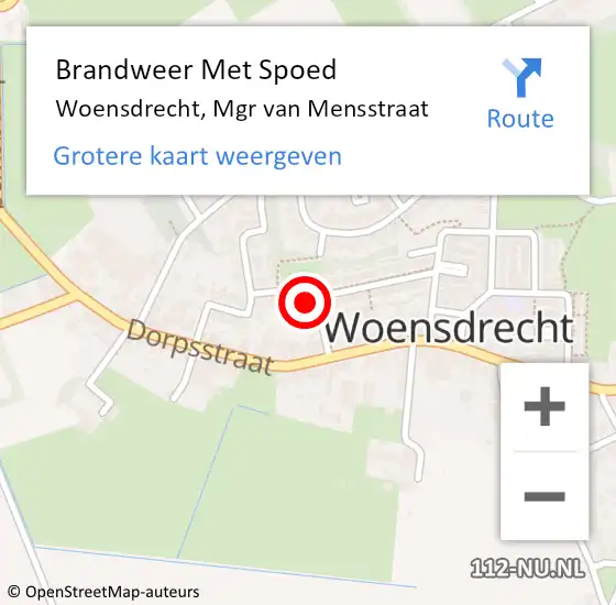 Locatie op kaart van de 112 melding: Brandweer Met Spoed Naar Woensdrecht, Mgr van Mensstraat op 1 januari 2023 00:25