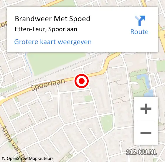 Locatie op kaart van de 112 melding: Brandweer Met Spoed Naar Etten-Leur, Spoorlaan op 1 januari 2023 00:43