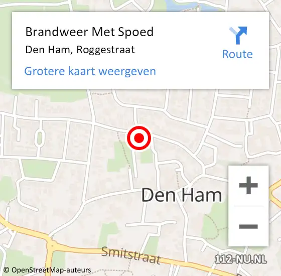 Locatie op kaart van de 112 melding: Brandweer Met Spoed Naar Den Ham, Roggestraat op 1 januari 2023 00:51