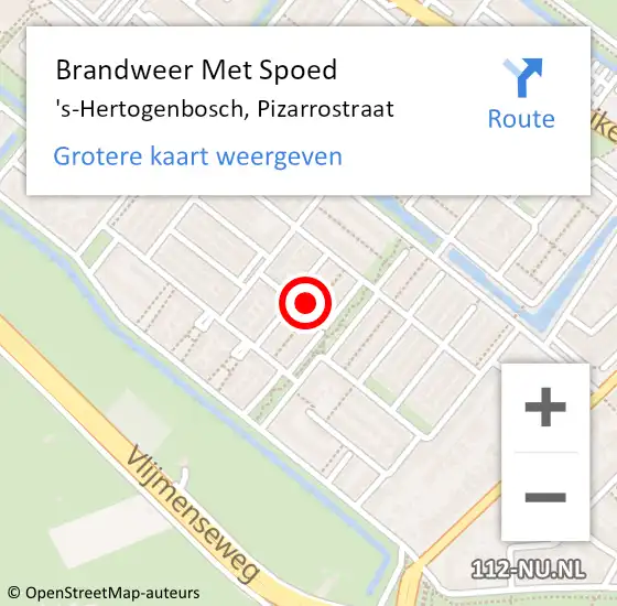 Locatie op kaart van de 112 melding: Brandweer Met Spoed Naar 's-Hertogenbosch, Pizarrostraat op 1 januari 2023 00:56
