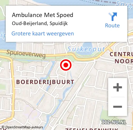 Locatie op kaart van de 112 melding: Ambulance Met Spoed Naar Oud-Beijerland, Spuidijk op 1 januari 2023 00:59