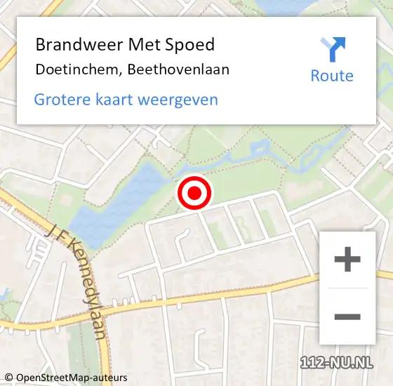 Locatie op kaart van de 112 melding: Brandweer Met Spoed Naar Doetinchem, Beethovenlaan op 1 januari 2023 01:11