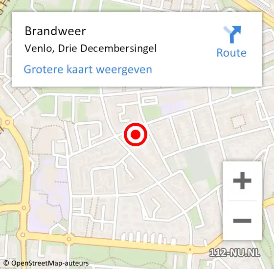 Locatie op kaart van de 112 melding: Brandweer Venlo, Drie Decembersingel op 1 januari 2023 01:15