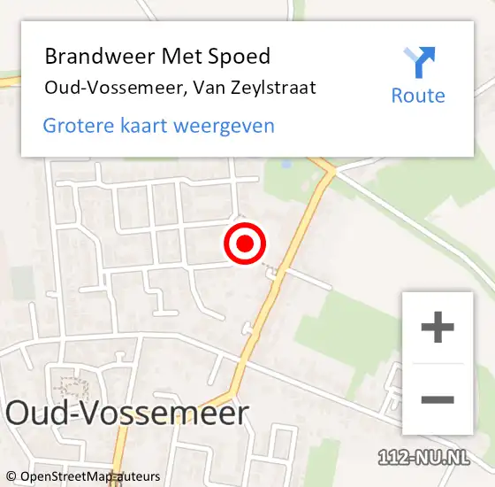 Locatie op kaart van de 112 melding: Brandweer Met Spoed Naar Oud-Vossemeer, Van Zeylstraat op 1 januari 2023 01:21