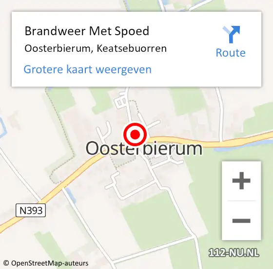 Locatie op kaart van de 112 melding: Brandweer Met Spoed Naar Oosterbierum, Keatsebuorren op 1 januari 2023 01:40