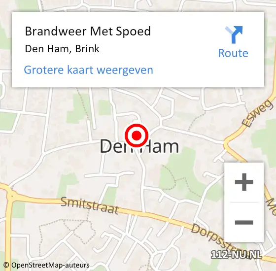 Locatie op kaart van de 112 melding: Brandweer Met Spoed Naar Den Ham, Brink op 1 januari 2023 01:42