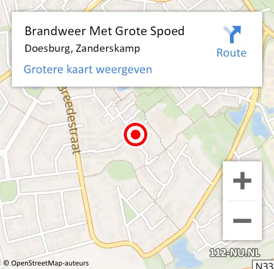 Locatie op kaart van de 112 melding: Brandweer Met Grote Spoed Naar Doesburg, Zanderskamp op 1 januari 2023 01:50