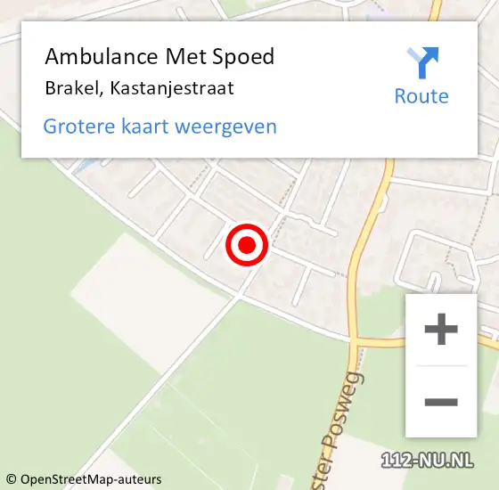 Locatie op kaart van de 112 melding: Ambulance Met Spoed Naar Brakel, Kastanjestraat op 1 januari 2023 02:32