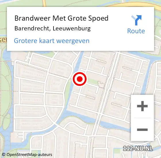 Locatie op kaart van de 112 melding: Brandweer Met Grote Spoed Naar Barendrecht, Leeuwenburg op 1 januari 2023 02:39
