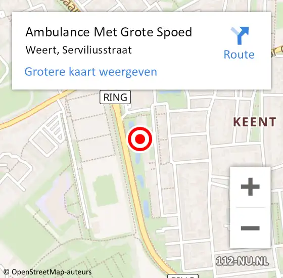 Locatie op kaart van de 112 melding: Ambulance Met Grote Spoed Naar Weert, Serviliusstraat op 1 januari 2023 02:54