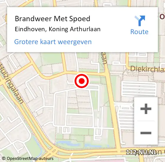 Locatie op kaart van de 112 melding: Brandweer Met Spoed Naar Eindhoven, Koning Arthurlaan op 1 januari 2023 03:05