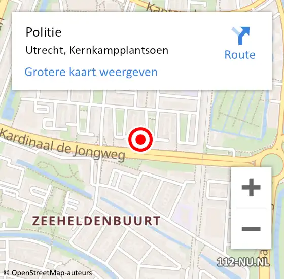 Locatie op kaart van de 112 melding: Politie Utrecht, Kernkampplantsoen op 1 januari 2023 03:11