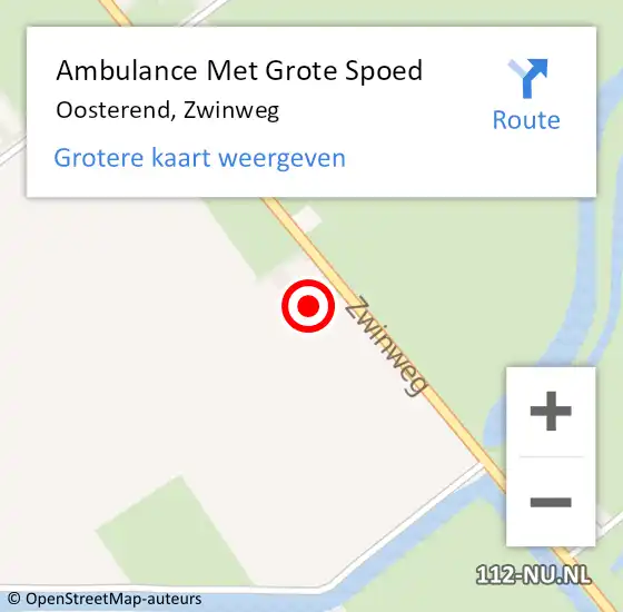 Locatie op kaart van de 112 melding: Ambulance Met Grote Spoed Naar Oosterend, Zwinweg op 1 januari 2023 03:33
