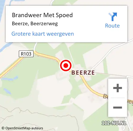 Locatie op kaart van de 112 melding: Brandweer Met Spoed Naar Beerze, Beerzerweg op 10 augustus 2014 17:02