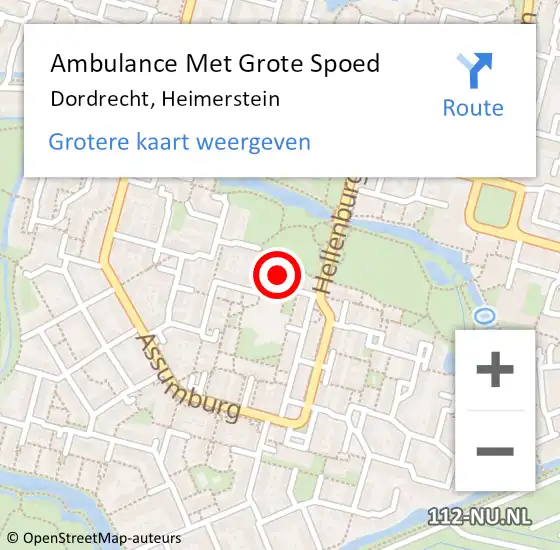 Locatie op kaart van de 112 melding: Ambulance Met Grote Spoed Naar Dordrecht, Heimerstein op 1 januari 2023 04:21