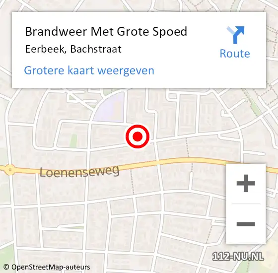 Locatie op kaart van de 112 melding: Brandweer Met Grote Spoed Naar Eerbeek, Bachstraat op 1 januari 2023 04:34