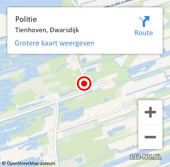 Locatie op kaart van de 112 melding: Politie Tienhoven, Dwarsdijk op 1 januari 2023 05:24
