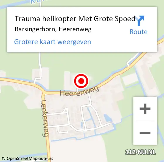 Locatie op kaart van de 112 melding: Trauma helikopter Met Grote Spoed Naar Barsingerhorn, Heerenweg op 1 januari 2023 05:26