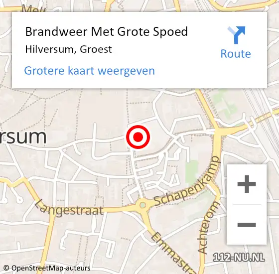 Locatie op kaart van de 112 melding: Brandweer Met Grote Spoed Naar Hilversum, Groest op 1 januari 2023 06:27