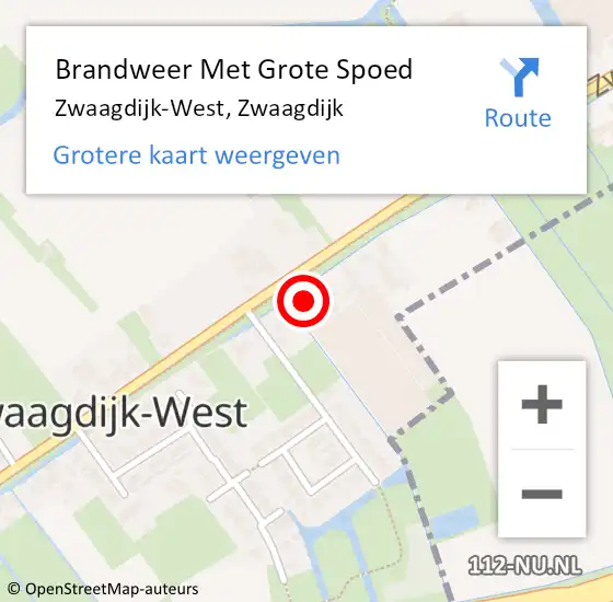 Locatie op kaart van de 112 melding: Brandweer Met Grote Spoed Naar Zwaagdijk-West, Zwaagdijk op 1 januari 2023 06:38