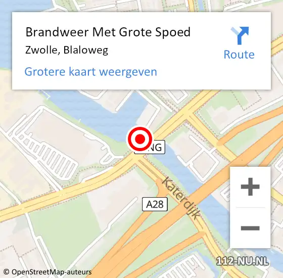 Locatie op kaart van de 112 melding: Brandweer Met Grote Spoed Naar Zwolle, Blaloweg op 1 januari 2023 08:01