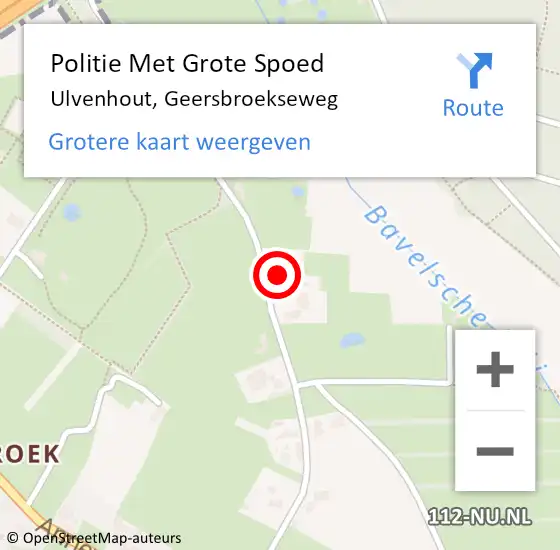 Locatie op kaart van de 112 melding: Politie Met Grote Spoed Naar Ulvenhout, Geersbroekseweg op 1 januari 2023 08:40